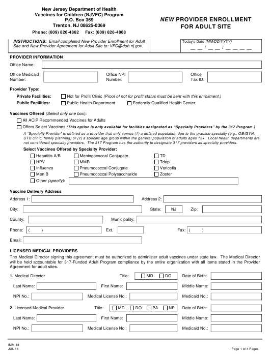 Nj Medicaid Provider Enrollment Forms Enrollment Form 2861