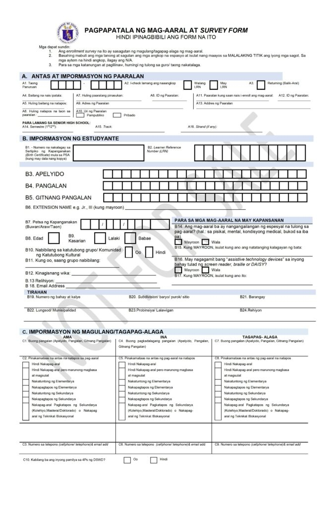 Online Enrollment Form Deped 2022