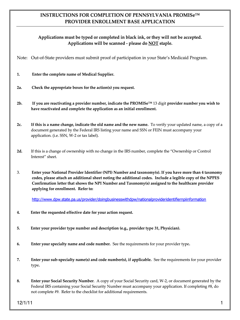 Pa Medicaid Provider Enrollment Form