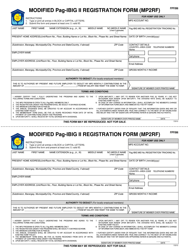 Pag Ibig Mp2 Enrollment Form