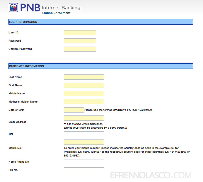 Pnb Digital Banking Enrollment Form