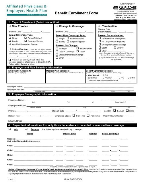 Qualcare Eft Enrollment Form