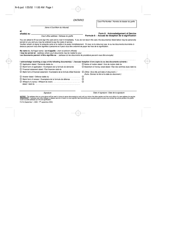 Registration Form 6 Ontario