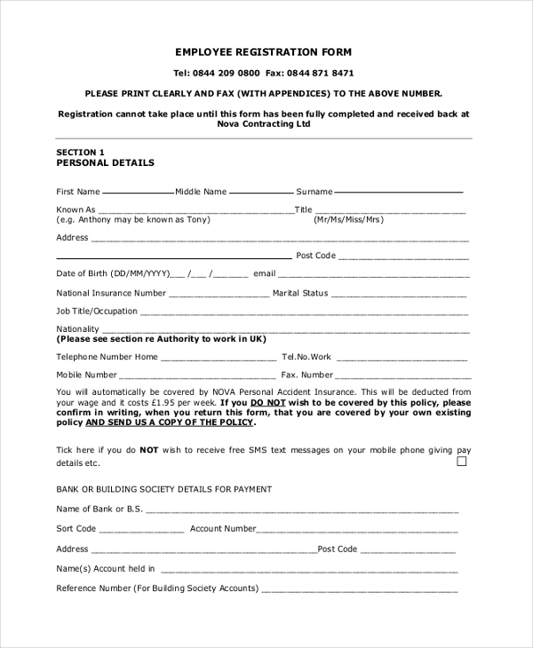 Registration Form Employee