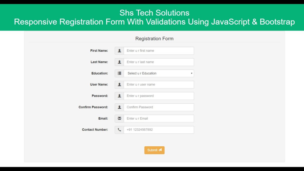 Registration Form In Javascript With Validation