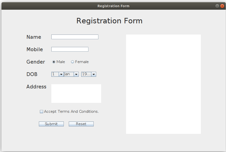 Registration Form Java