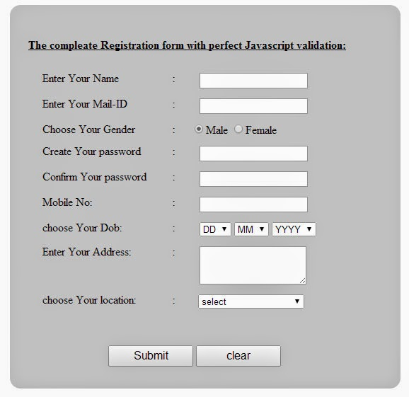 Registration Form Javascript