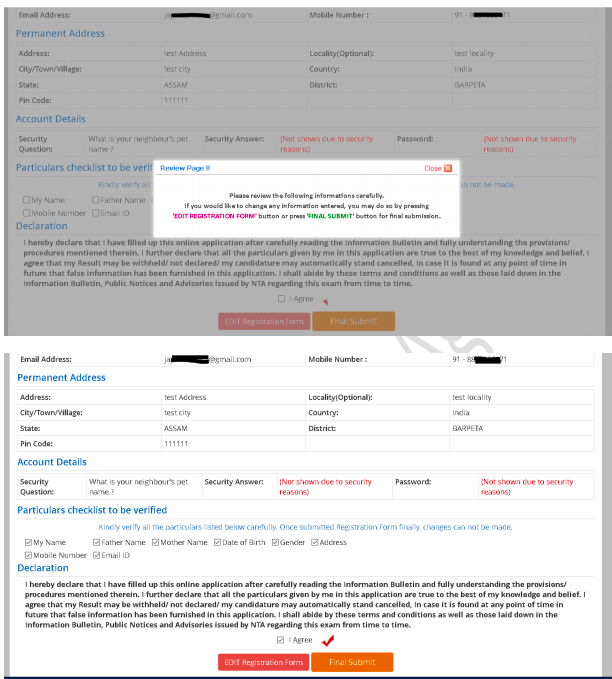 Registration Form Jee