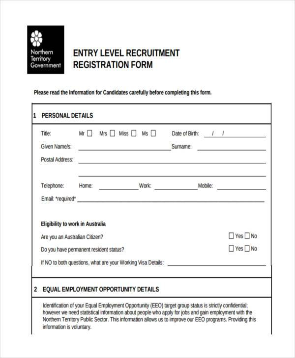 Registration Form Job