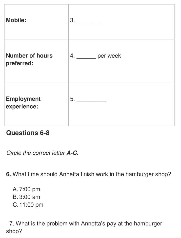 Registration Form Listening Answers