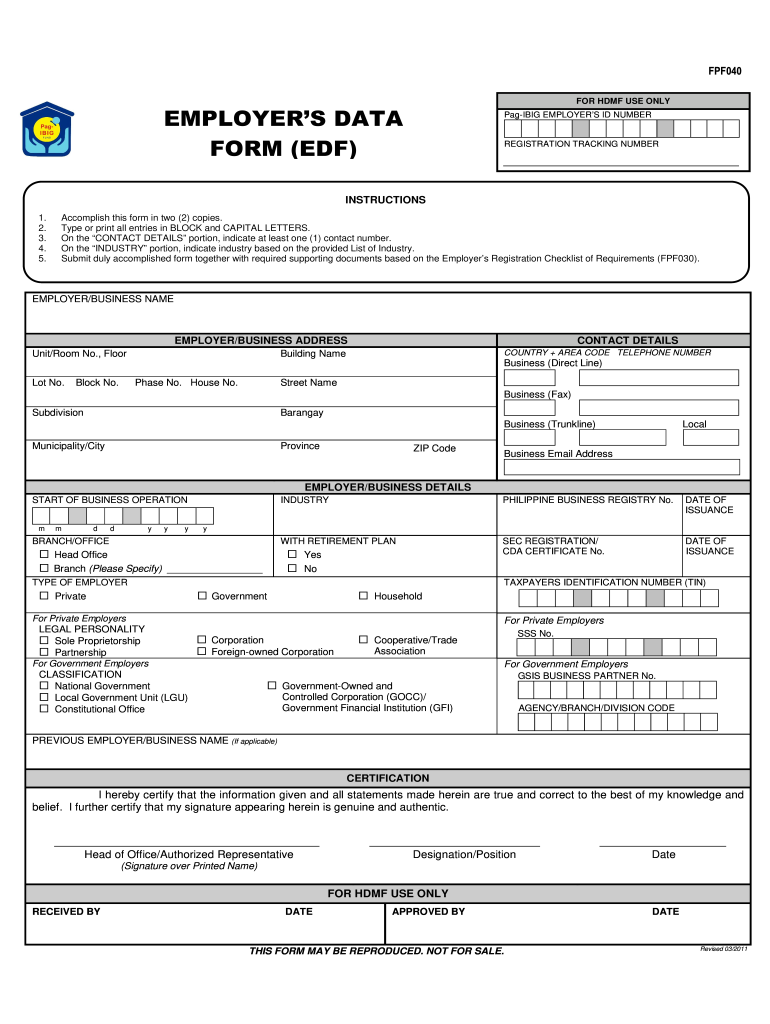 Registration Form Pag Ibig