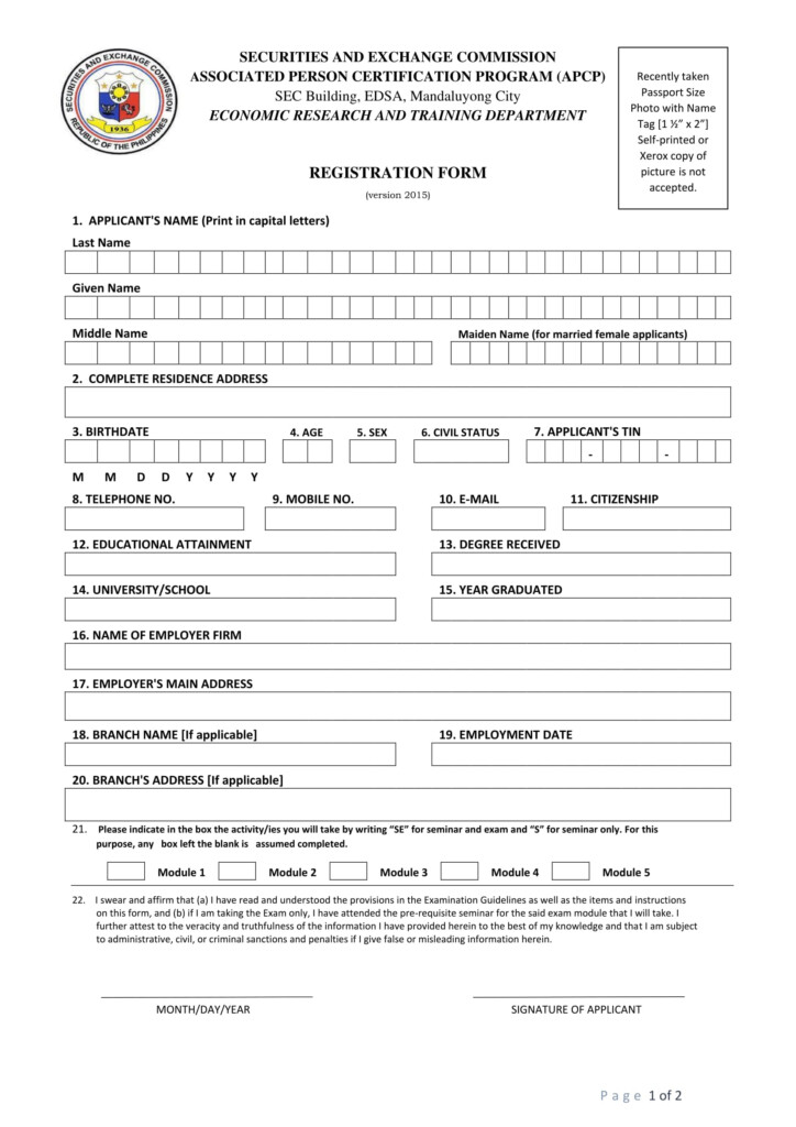 Registration Form Sample