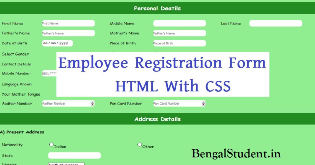 Registration Form Source Code In Html And Css