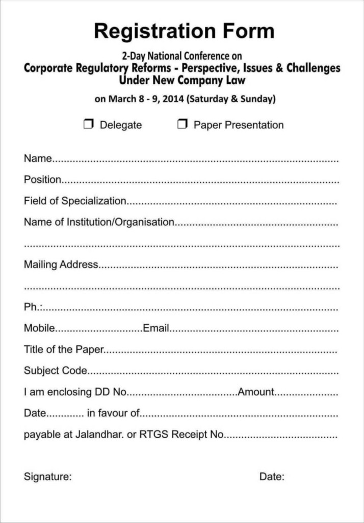 Registration Form Template Free Download