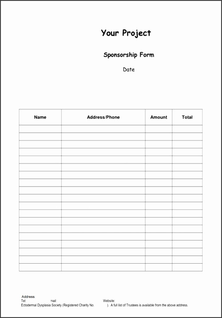 Registration Form Template Word