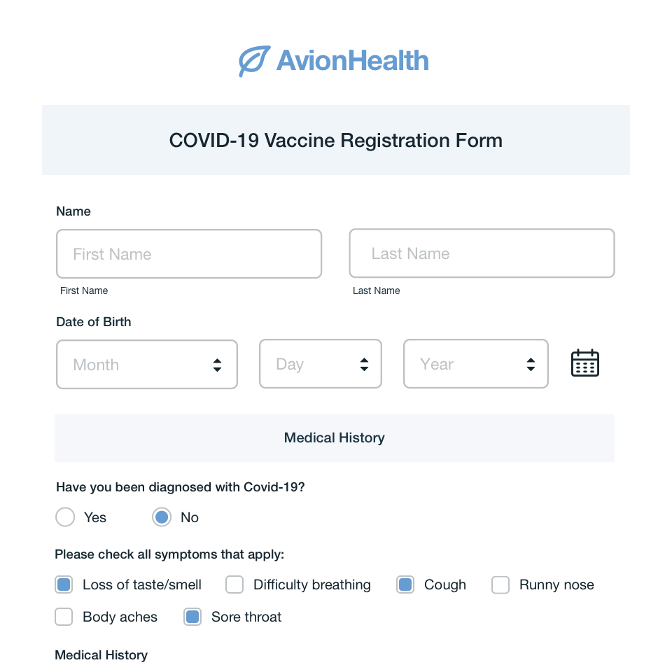 Registration Form Vaccine