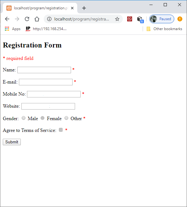 Registration Form Validation In Php Enrollment Form 3993