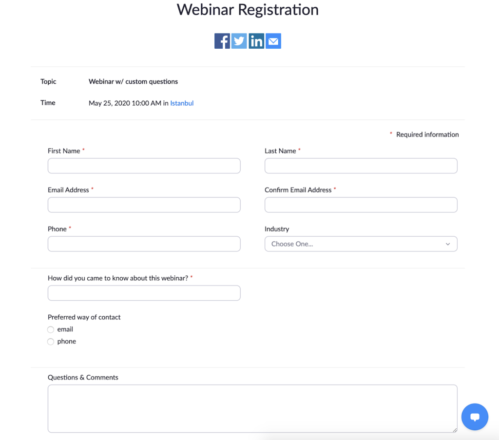 Registration Form Zoom Webinar