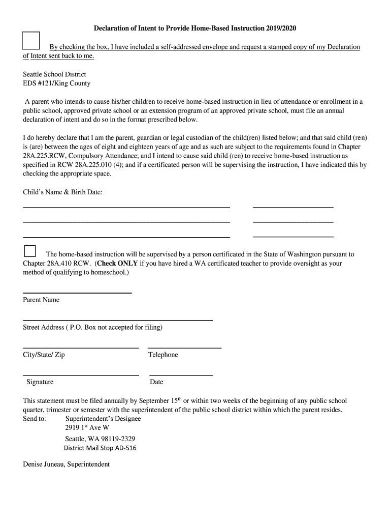 Seattle Public Schools Enrollment Form