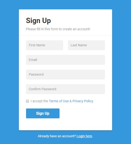 Sign Up Form Bootstrap