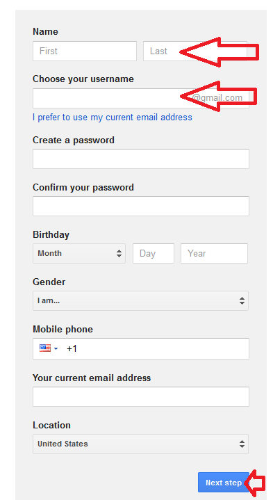 Sign Up Form Google