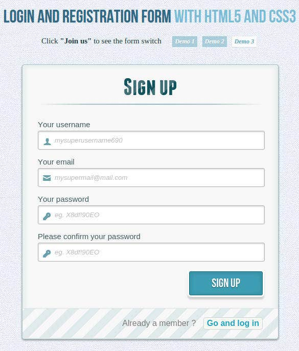 Sign Up Form Html