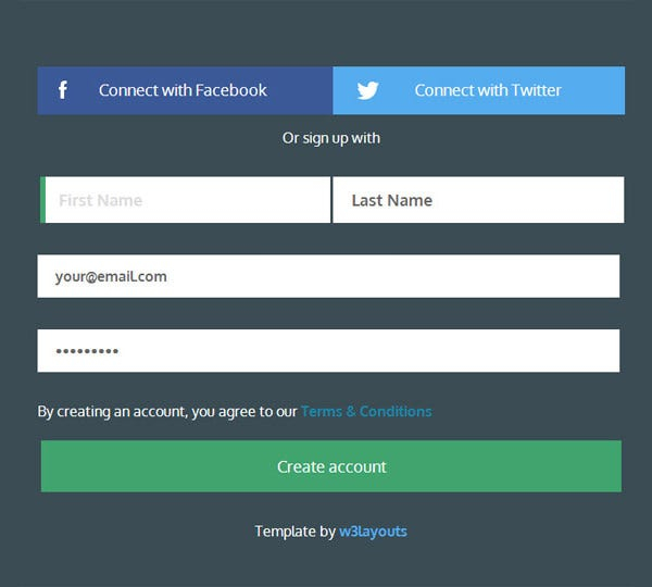 Sign Up Form In Html