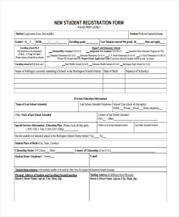 Student Enrollment Form At Brea Elementary School