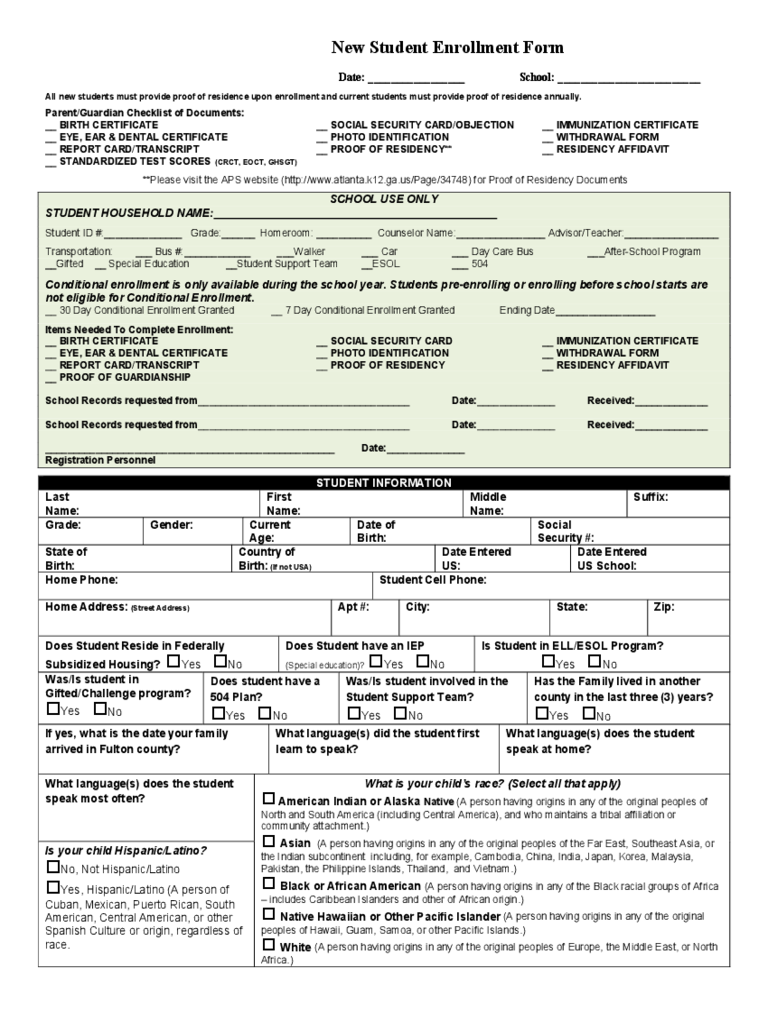 Student Enrollment Form