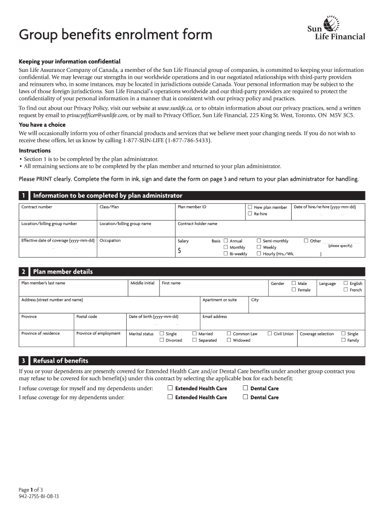 Sunlife Enrollment Form