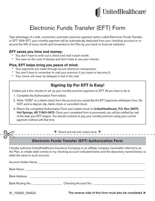 Uhc Eft Enrollment Form