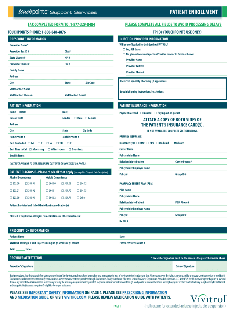 Vivitrol Enrollment Form