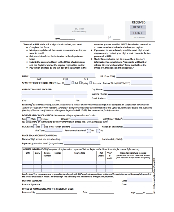 What Is A School Enrollment Form