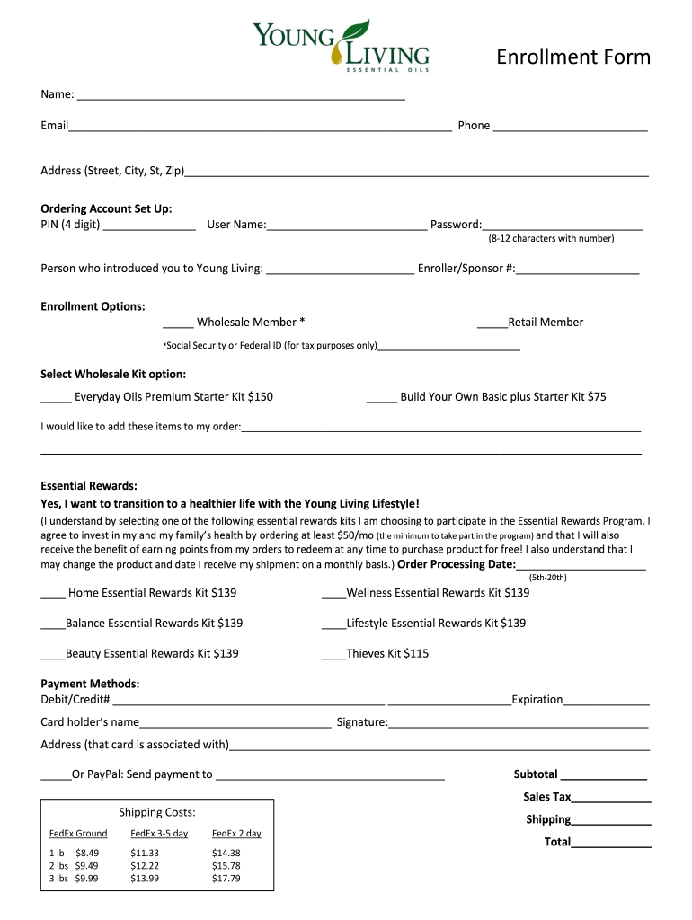 Young Living Enrollment Form