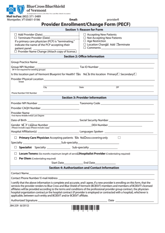 Blue Cross Blue Shield Provider Enrollment Form