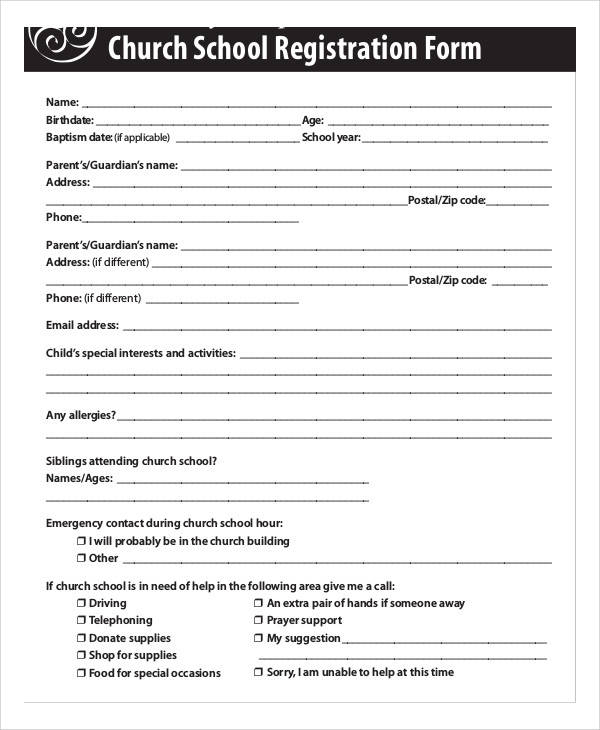 Church School Enrollment Form