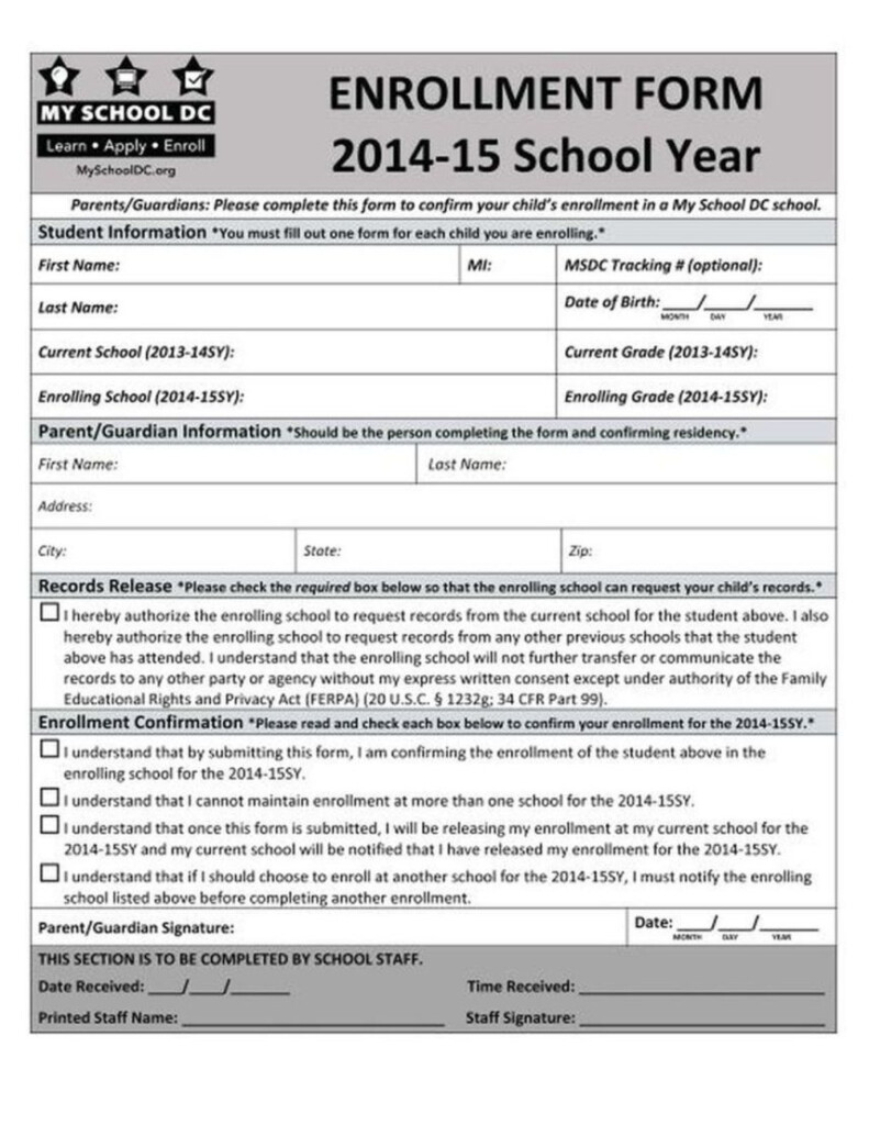 Dc Public School Enrollment Forms