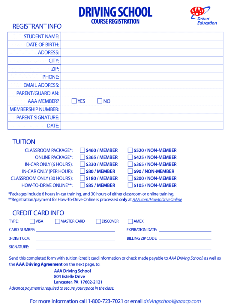 Driving School Enrollment Form