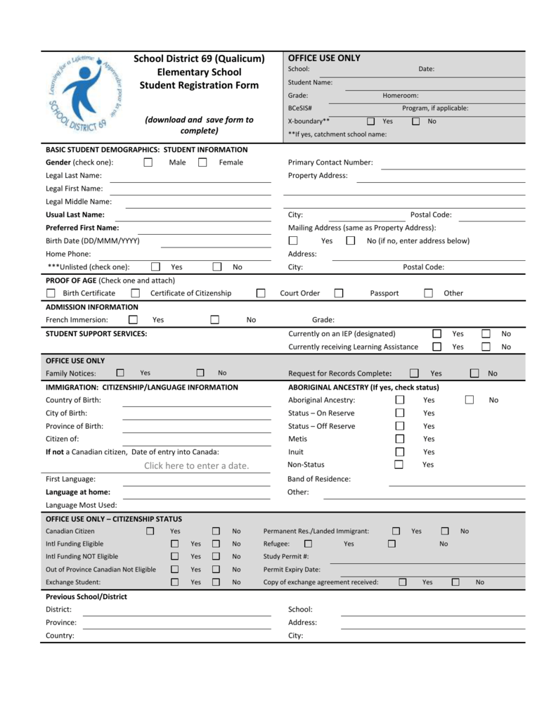 Elementary School Enrollment Forms