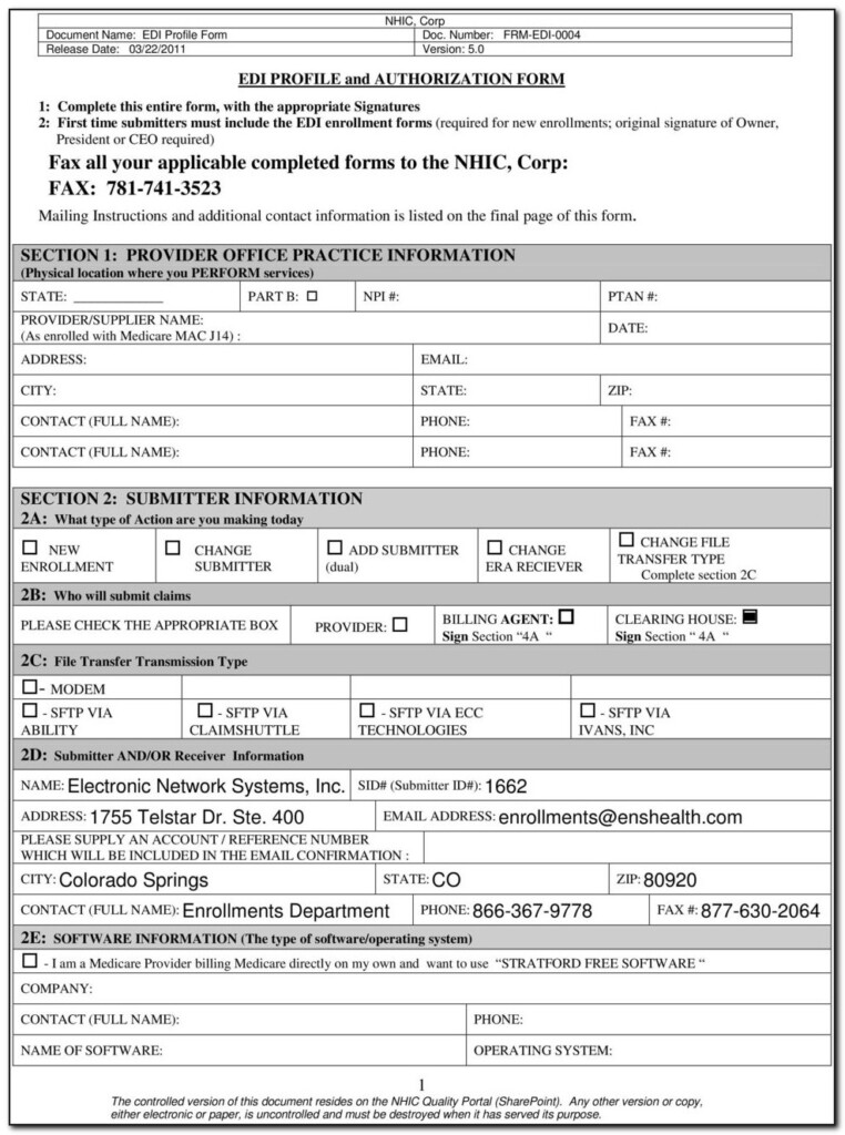 Florida Medicare Edi Enrollment Form