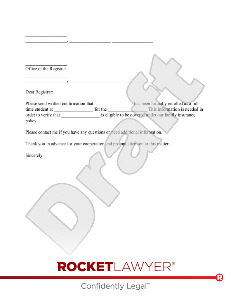 Form For The Tenant To Enroll To The School