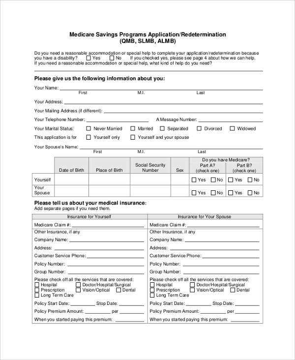 Forms For Medicare Savings Program Re Enrollment