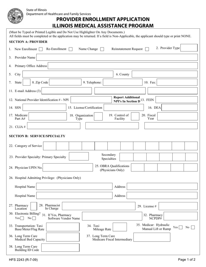 Hfs Provider Enrollment Form