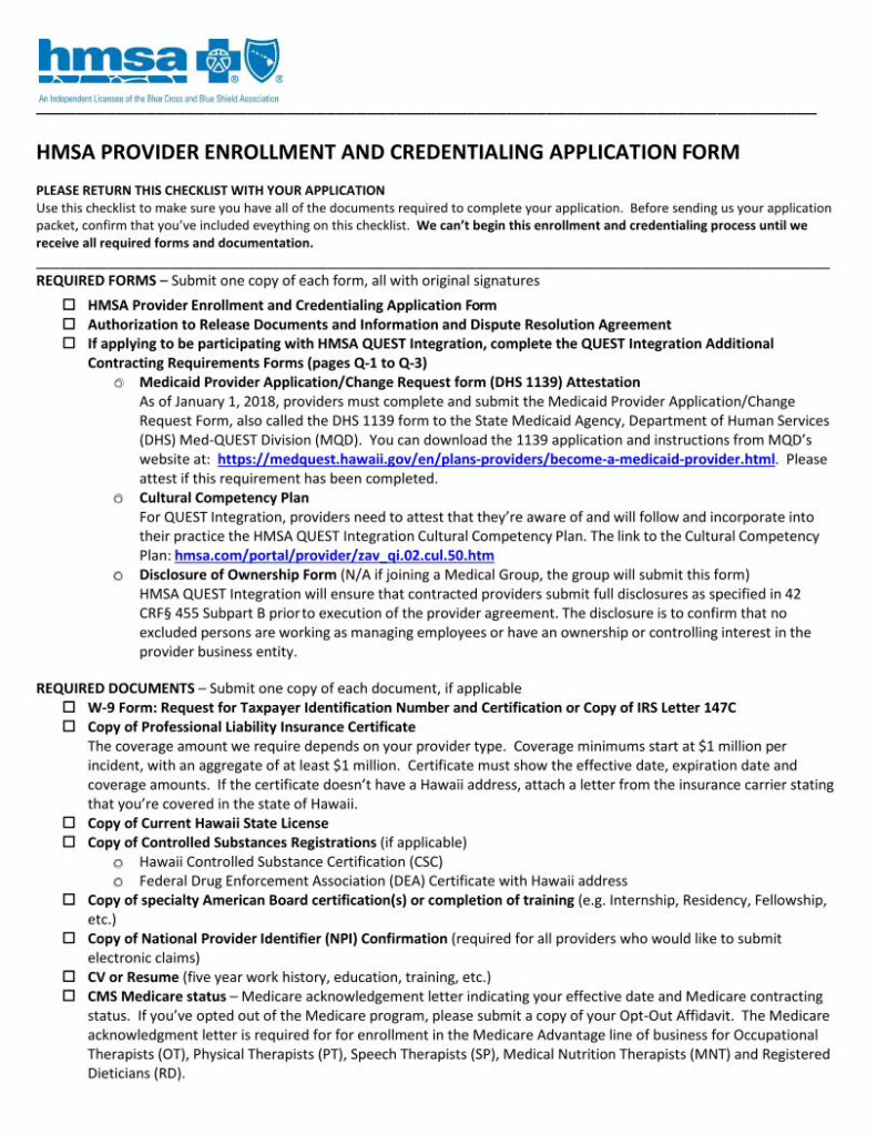 Hmsa Provider Enrollment Form