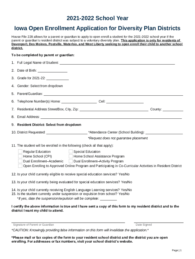 Iowa School Open Enrollment Form