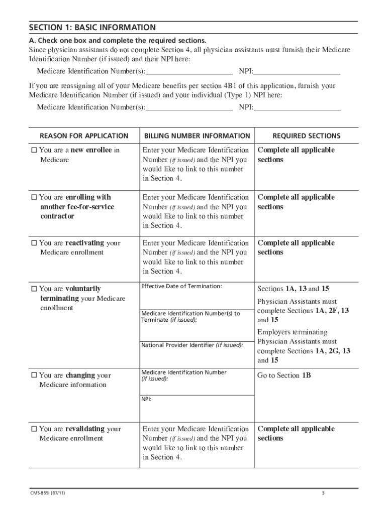 Medicare 855i Provider Enrollment Form