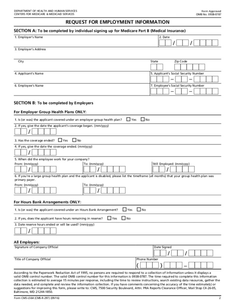 Medicare B Enrollment Form Employer