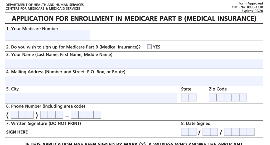 Medicare B Late Enrollment Form