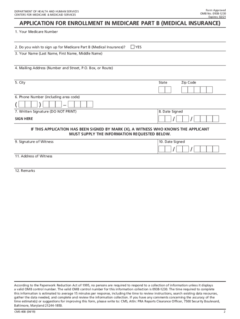 Medicare Enrollment Form Cms 40b Trackid Sp-006