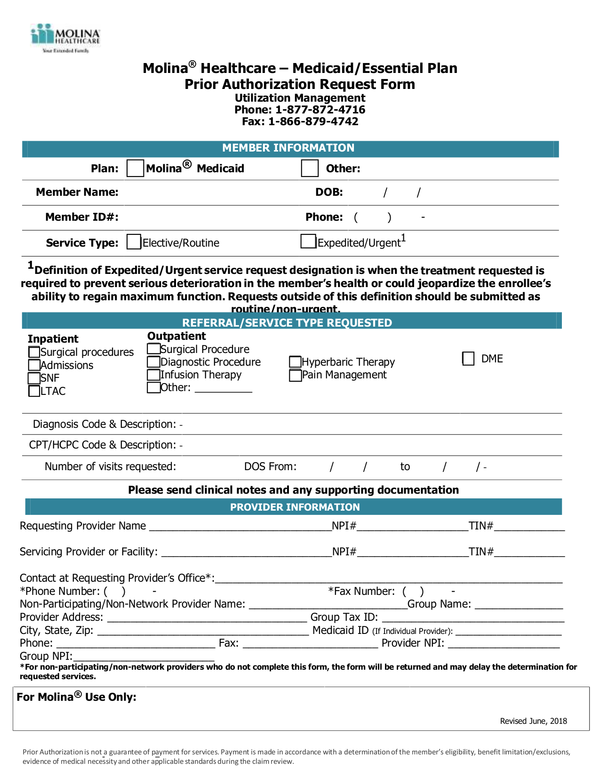 Molina Healthcare Provider Enrollment Form